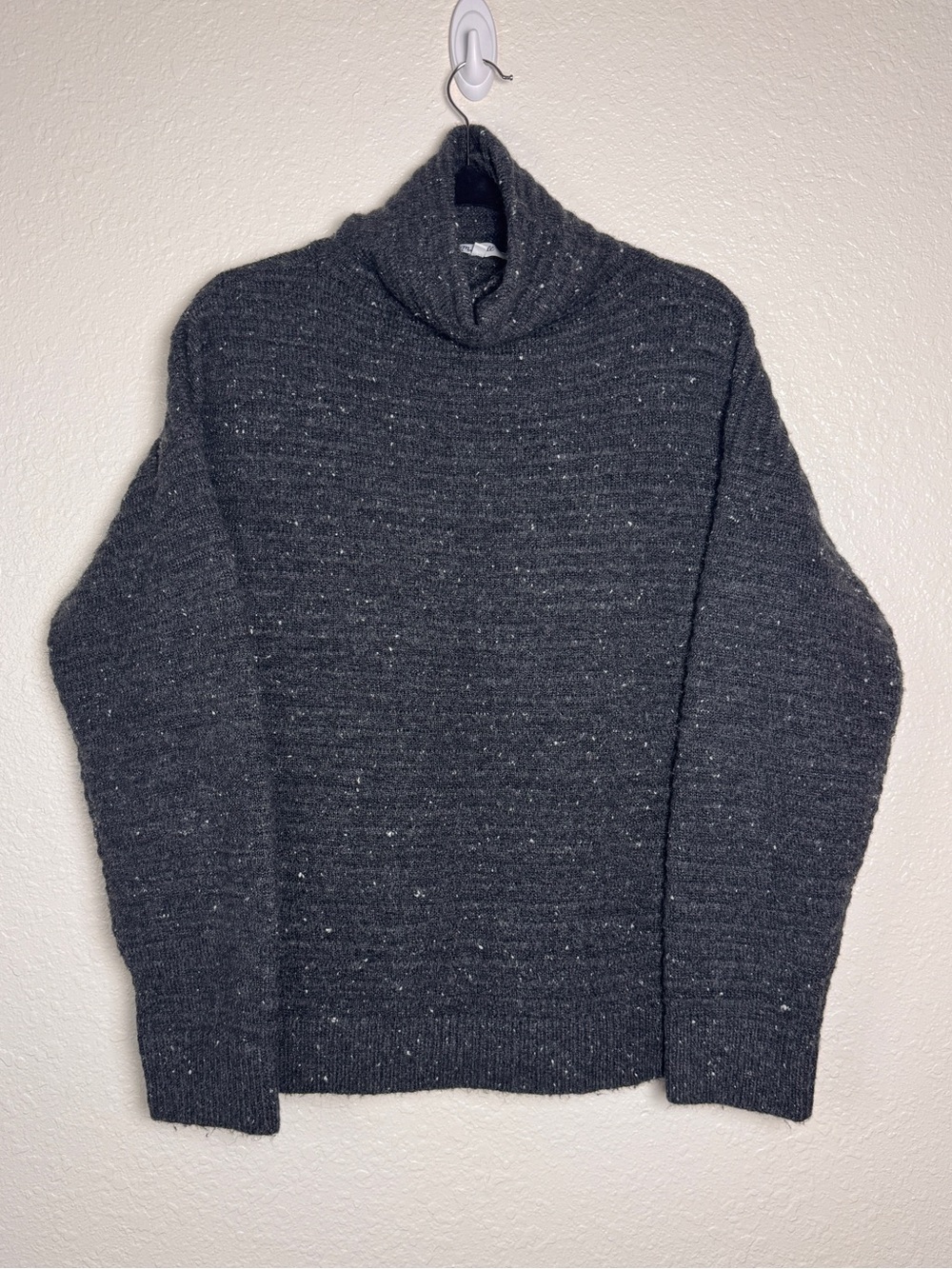 Madewell Belmont Mock Neck Gray Neutral Minimalist Donegal Wool Blend Sweater XL